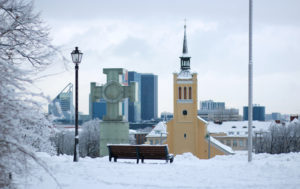 Freedom Square. Winter in Tallinn Estonia. K. L. Koppel