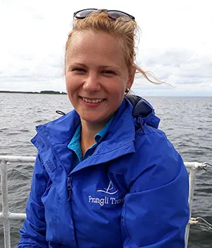 Helen, tour guide at Prangli Travel, outdoors in Estonia